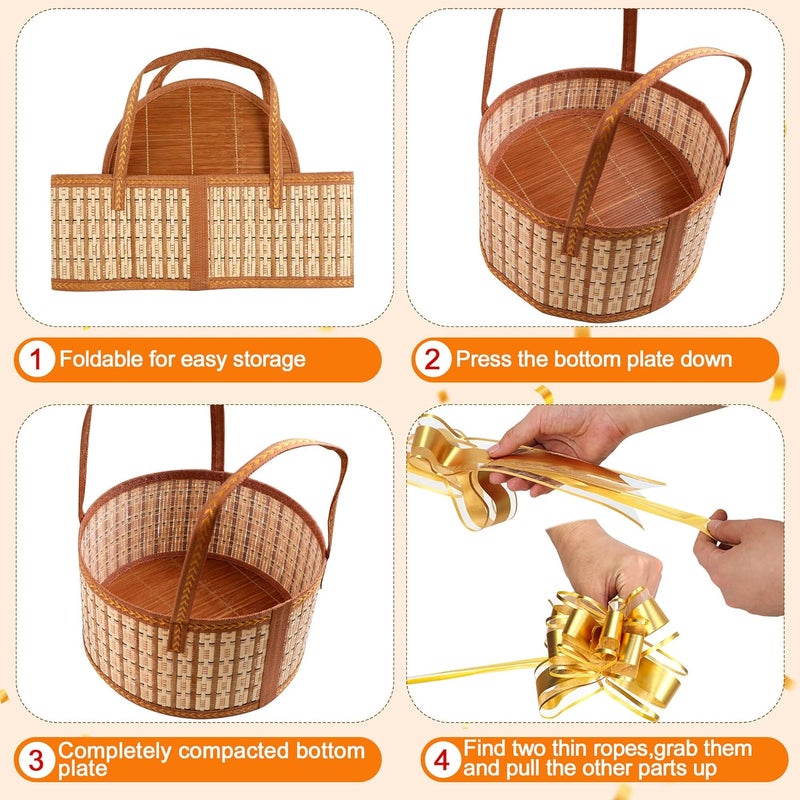 Orchidleaf 2 Set Baskets for Gifts Empty, Round Woven Bamboo Gift Basket Empty, Empty Big Gift Baskets to Fill for Parties, Weddings, Anniversaries, Christmas - Image 4